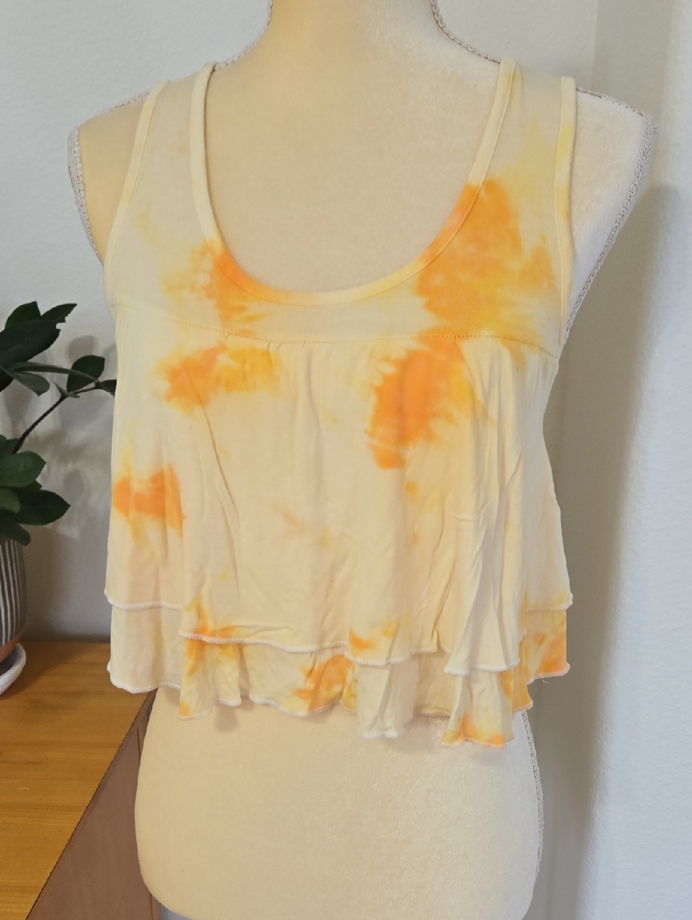 Electric Family Yellow and Orange Tie-Dye Ruffle Tank